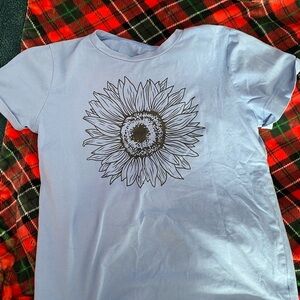 Light Blue Sunflower Graphic T-Shirt